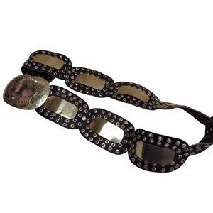 Statement Piece Handmade Black Leather Belt With Handmade Buckle & Hardware